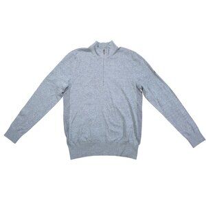 AG Green Label Mens Gray Half Zip Cotton Cashmere Sweater Size M Soft Pullover.